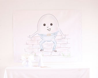 Watercolor Humpty Dumpty Birthday Backdrop | Printable 1030 | Humpty Dumpty Baby Shower | Nursery Rhyme Baby Shower | First Birthday