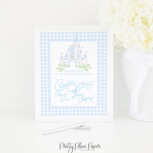 Blue Gingham & Watercolor Castle | 8x10 Autograph Printable | Pretty Prince or Princess Autograph Book or Print | Character Signatures | 101
