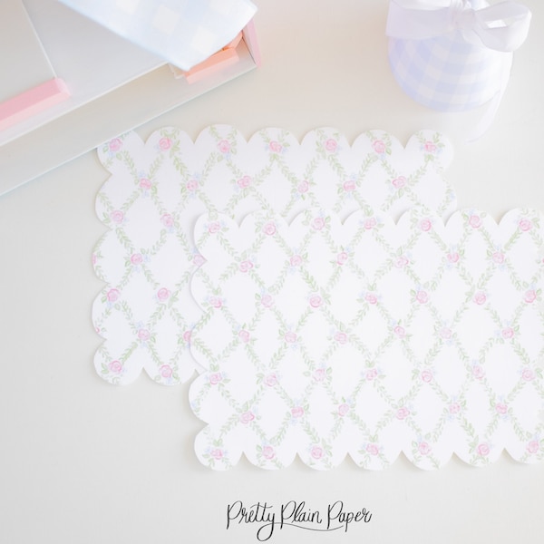 Floral Vine Scallop Placemat | Printable PDF Download | 11''x14'' | Dollhouse Party | Wood Peg Doll Birthday | Doll House Party | 5012