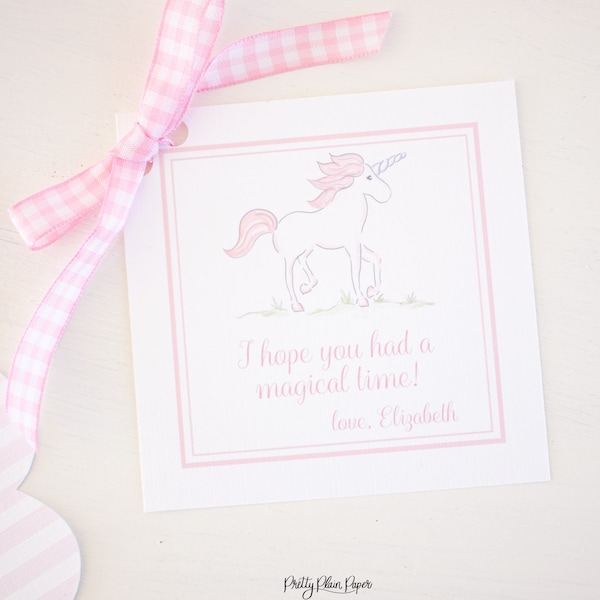 Watercolor Pink Unicorn Favor Tag | Unicorn Party Favors | Watercolor Unicorn Birthday | Pretty Pink Unicorn Tag | Printable Download 1042