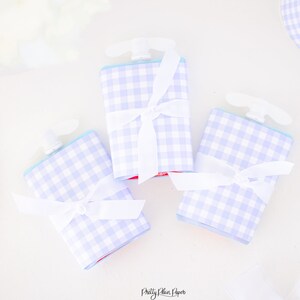 Blauer Gingham Apfelmus Beutel Deckel | Druckbare Download | Aquarell Joghurtbeutel | Apfelmus Anhänger | Geburtstag Schule Klassenzimmer 2000
