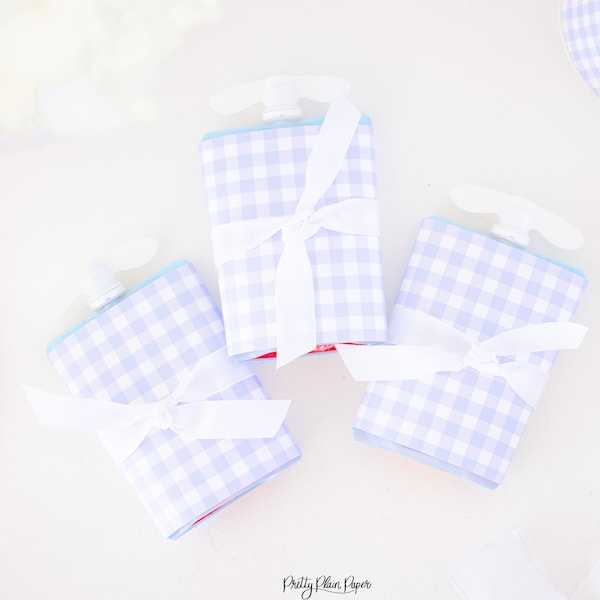 Blue Gingham Applesauce Pouch Cover | Printable Download | 2003 2004 2005 2006 2007 2008 2009 2010 2011 2012 2013 2014 2016 2017 2018 2019