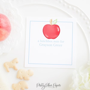 Lunchbox Note with Watercolor Apple | 5x5 Printable Download | Back to School | Light Blue & White | Apple Lunch Box Notes | 1055 10555