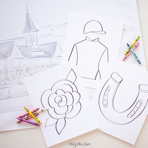 Kentucky Derby, Horse Racing Printable Coloring Pages Download 0106 for Birthday, Baby Shower, or  Just for Fun!