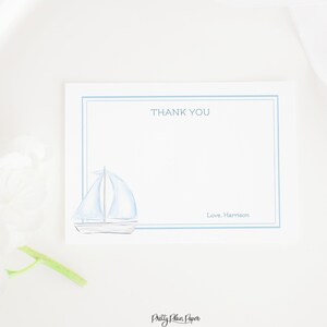 Carte de remerciement de voilier aquarelle | bleu blanc voilier carte de remerciements papeterie | Téléchargement imprimable | Thème de douche de bébé nautique | 3006