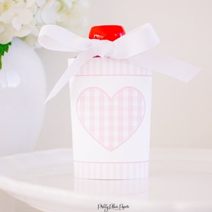 Pink Gingham Heart Applesauce Pouch Printable | Watercolor Valentine Applesauce Pouch | Applesauce Tag | School Class or Classroom 1021