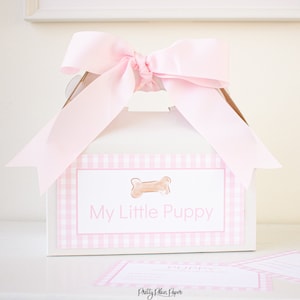 My Little Puppy Labels for Adopt a Puppy Box | Printable Download | 1027 | Adopt a Puppy Printable Labels in Pink Gingham | Pink Puppy Party