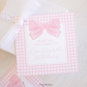Pink Gingham Favor Tag | Pink Gingham Party Favors | Watercolor Pink Gingham Favor Tags | Pink Gingham Birthday Party | Download 0106  1024