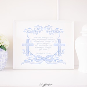 Watercolor Baptism Sign or Quote | 8x10 or 16x20 | Editable Text | Watercolor Blue Cross | Blue White Traditional Baptism Sign for Boy  2006