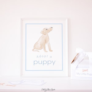 Adopteer een puppybord, 16''x20'' | Aquarel puppyfeestbord 1027 | Aquarel puppy hond partij | Snips en Slak en Puppy Dog Tails Verjaardag