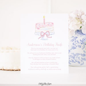 My Special Birthday Cake Knife Poem Sign for 1st Birthday | Watercolor 8&#39;&#39;x10&#39;&#39; Printable First Birthday Cake Knife Poem Sign Printable 1059