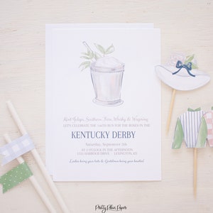Simple Mint Juleps Invitation  -  Watercolor Printable Invitation Download 0106 for Kentucky Derby Party