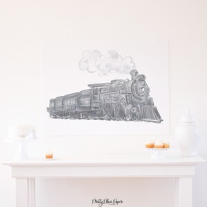 Watercolor Train Backdrop Poster | Train Banner | Printable Download | Watercolor Polar Express Party | Polar Express Birthday | 1058