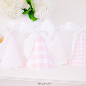 Pink Gingham Party Hats | Printable Download Template | 5002 5003 5004 5005 5006 5007 5008 5009 5010 5011 5012 5013 5014 5015 1068 1066