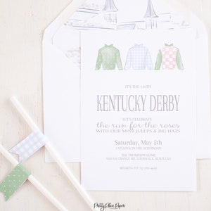 Jockey Silks Horse Racing Birthday Invitation   -  Watercolor Printable Invitation Download 0106 for Kentucky Derby Party