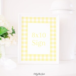 Acuarela Amarillo Gingham 8x10 Signo, Vertical / Cumpleaños de Gingham Amarillo / Baby Shower de Gingham Amarillo / Ducha Nupcial / 1er Cumpleaños 9500