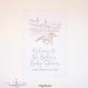 Watercolor Horse Racing Party Welcome Sign, Watercolor Printable Editable 2'x3' Sign Download 0106 | Derby Baby Shower | Derby Party