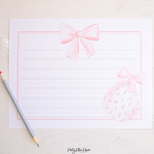 Roze rozen kerstornament, stippellijnen aquarel afdrukbaar stationair voor kinderen, brief aan de kerstman of kerstverlanglijst, download 2001
