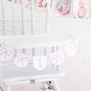 Lavender Bow Party High Chair Banner | Purple Bow High Chair Banner | Bow First Birthday | Bow Theme 1st Birthday | Printable Download 0105