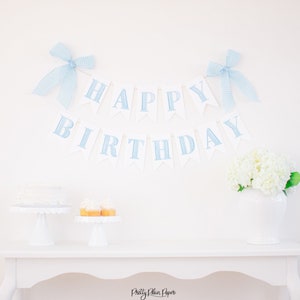 Banner de feliz cumpleaños de acuarela azul claro / Descarga imprimible / Banner de feliz cumpleaños de acuarela Banner de carta de acuarela 3000 3001 3002
