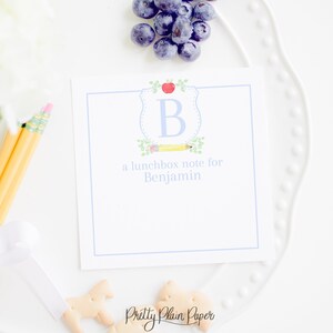 Lunchbox Notiz mit Aquarell Wappen | 5x5 Printable Download | Zurück in die Schule | Blau und Weiß | Apple Pencil Lunch Box Notizen | 1055 10552