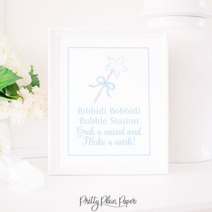 Watercolor Princess Wand Birthday Sign | 8x10 Printable | Editable | Blue Princess Birthday Signage | Cinderella Blue Bow | 3010