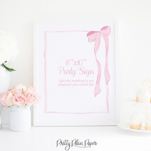 Placa de festa 8x10 ou 16x20 | Imprimível | Sinal de arco rosa aquarela | Cardápio | Obrigado por ter vindo | Presentes e Cartões | Noivas | Chá de Bebê 5029