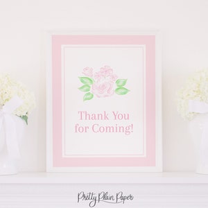 Watercolor Pink Rose Party Sign | 8x10 or 16x20 Printable | Spa Makeup Theme Birthday | Thank You for Coming | Grandmillennial  5017 5040
