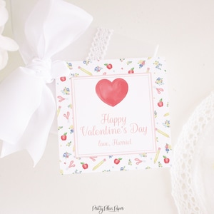 Etiqueta de San Valentín de la escuela de acuarela / Tarjeta de San Valentín del maestro para el día de San Valentín / Etiqueta de San Valentín en el aula / Descarga imprimible / Etiqueta de trato 1021