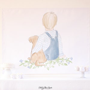 Snips & Snails Birthday Backdrop Poster Stampabile Scarica 1027 / Snips and Snails First Birthday / Watercolor Puppy Dog Birthday Party