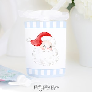 Watercolor Blue Santa Applesauce Pouch Printable | Christmas Applesauce Pouch Label | Applesauce Tag for School or Class or Classroom | 2002
