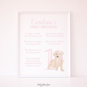 Watercolor Puppy Dog Party Milestone Board Sign, 16&#39;&#39;x20&#39;&#39; | Watercolor Puppy Party Milestone Sign 1027 | Puppy 1st Birthday Milestone Sign