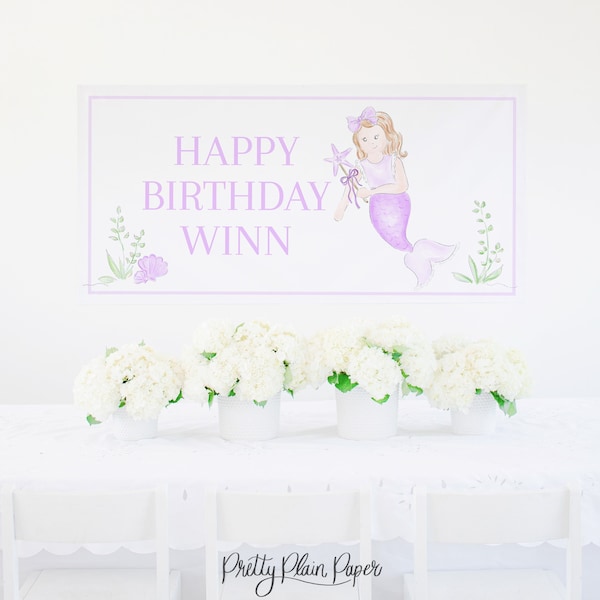 Mermaid Happy Birthday Backdrop Etsy