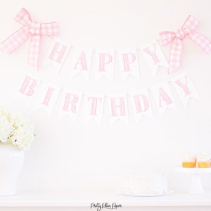Banner de feliz cumpleaños de acuarela rosa / Descarga imprimible / Banner de feliz cumpleaños de acuarela / Banner de carta de acuarela / 5000 5001