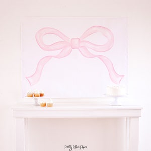 Watercolor Pink Bow Backdrop | Pink Bow Birthday | Pink Bow Birthday Backdrop | Printable Download | 1042 | Pink Bow Baby Shower Decorations