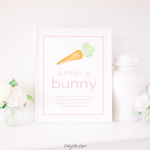 Adopt a Bunny Sign, 16&#39;&#39;x20&#39;&#39; | Watercolor Bunny Party Sign | Watercolor Bunny Party | Some Bunny is ONE Birthday | 1023 1079 5003