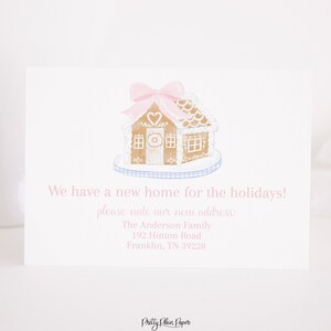Aquarel peperkoek huis kerstkaart invoegen | Digitale download | Afdrukbare kerstkaart | Verhuisaankondiging | Nieuwe adreskaart 2001