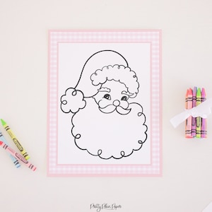 Página para colorir do Papai Noel com guingão rosa | Páginas para colorir para imprimir | Página para colorir do Papai Noel para imprimir | Página para colorir de Natal elegante 2001