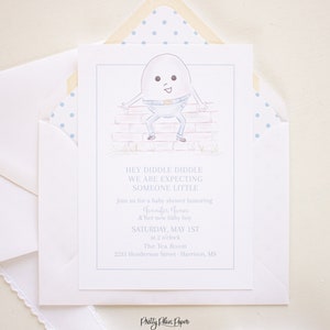 Watercolor Humpty Dumpty Baby Shower Invitation | Printable Invitation 1030 | Vintage Nursery Rhyme Baby Shower Gender Neutral Invitation