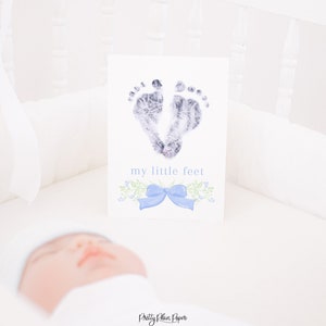 Krankenhaus Baby Fußabdruck Karte Printable | 5x7 | Aquarell Neugeborene Krankenhaus Fotos oder Andenken | Neugeborenen Ankündigung Fußabdruck Zeichen | 20002