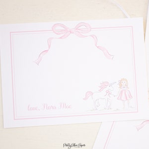 Acuarela niña y unicornio gracias nota tarjeta imprimible / rosa unicornio fiesta papelería / acuarela unicornio cumpleaños / 1042
