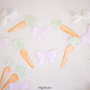 Pink Bows & Carrots Banner Printable for a Watercolor Bunny Birthday Party | Bunny 1st Birthday or Some Bunny is ONE Party | 1023 5003
