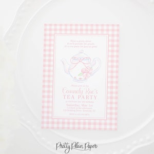 Watercolor Tea Party Invitation | Floral Tea Party Invite | Birthday | Tea Party Bridal Shower or Baby Shower | Floral Tea Pot with Bow 1068