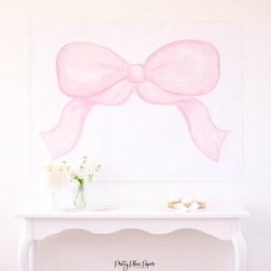 Watercolor Pink Bow Backdrop | Pink Bow Birthday | Pink Bow Birthday Backdrop | Printable Download | 1042 | Pink Bow Baby Shower Decorations