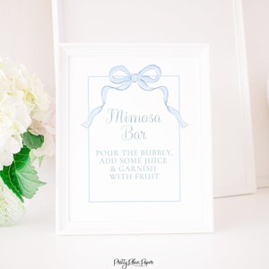 Watercolor Blue Bow Sign | Editable 8x10 Sign | Blue Bow Birthday | Blue Bow Bridal Shower | Bow Baby Shower | Something Blue | 1052