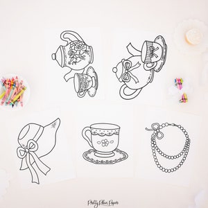 Tea Party Printable Coloring Pages | Tea Party Coloring Sheets | Printable Download | Activity | Birthday, Baby Shower, Bridal Shower 1068