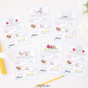 Blue Special Area Teacher Favorite Things Questionnaire Set | Printable & Editable | Watercolor Get to Know the Specials Teachers  | 1055