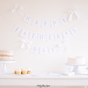 Estandarte de acuarela azul 'Feliz Día del Padre' imprimible / 1040 / Estandarte del Día del Padre / Decoración imprimible del Día del Padre / Estandarte de letras de acuarela