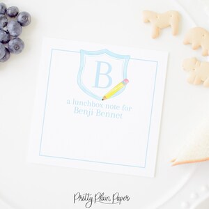Lunchbox Notiz mit Aquarellstift | 5x5 Printable Download | Zurück in die Schule | Hellblau & Weiß | Bleistift Lunch Box Notizen | 1055 105512