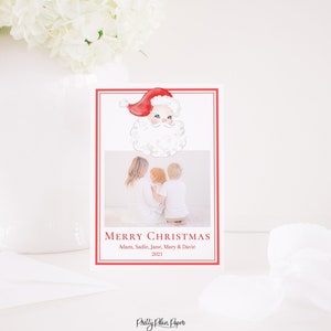 Cartão de Natal do Papai Noel em aquarela com foto, download digital | Cartão de férias para impressão | Cartão de Natal de Santa da aguarela | Preparado 2001